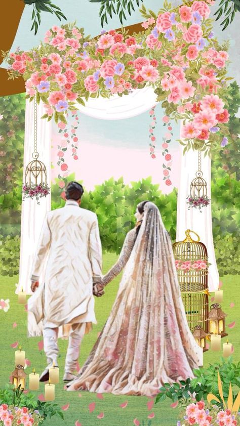 Wedding invitation/ wedding video invitation | #wedding #portrait #illustration #weddingday #affiliate Nikkah Invite Template, E Invite For Wedding, Nikkah Couple Illustration, Nikkah Cards Invitations Template, Digital Nikkah Invites, E Invites Engagement Design, Nikkah Invitation Video, Wedding Card Design Pakistani, Wedding E Invite Indian Videos