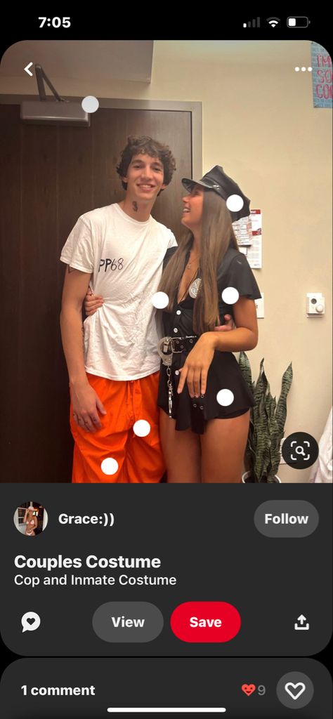 Men Inmate Costume, Fbi Couple Costume, Couple Halloween Cop And Inmate, Sadie’s Couple Costumes, Couples Costumes Cop And Prisoner, Police And Robber Costume Couple, Police Officer And Prisoner Costume Couple, Cop And Jailer Costume Couple, Spy Couple Costumes