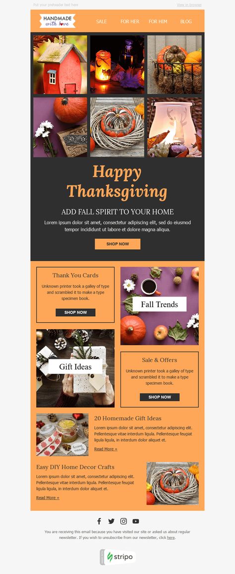 Thanksgiving Day Email Template Thanksgiving Email, Holiday Emails, Email Template Design, Holiday Campaign, Email Template, Email Design, Email Templates, Happy Thanksgiving, Fall Trends