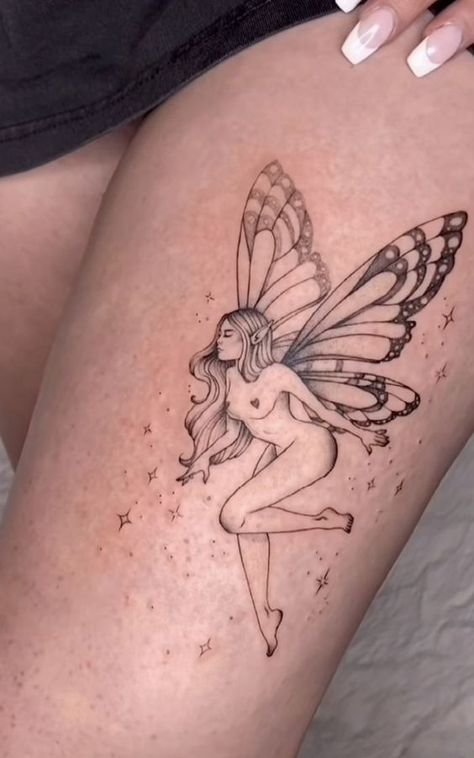 Fairy Tattoo Designs Unique, Pixie Tattoo, Tattoos Aesthetic, Purple Tattoos, Wrist Tattoo Designs, Fairy Tattoo Designs, Mommy Tattoos, Tattoo Outline Drawing, Unique Butterfly