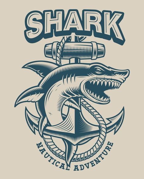 Shark Background, Shark Sign, Nautical Logo, Marines Logo, Shark Silhouette, Shark Logo, Illustration Story, Shark Art, Vintage Nautical