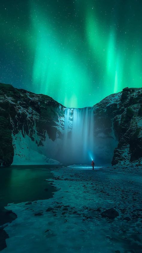 Iceland Waterfall Aurora in Sky iPhone Wallpaper Iceland Wallpaper, Northern Lights Wallpaper, Northern Lights Photography, Iceland Photography, Iceland Waterfalls, Aurora Borealis Northern Lights, Iphone Wallpaper Sky, Visit Iceland, Lit Wallpaper