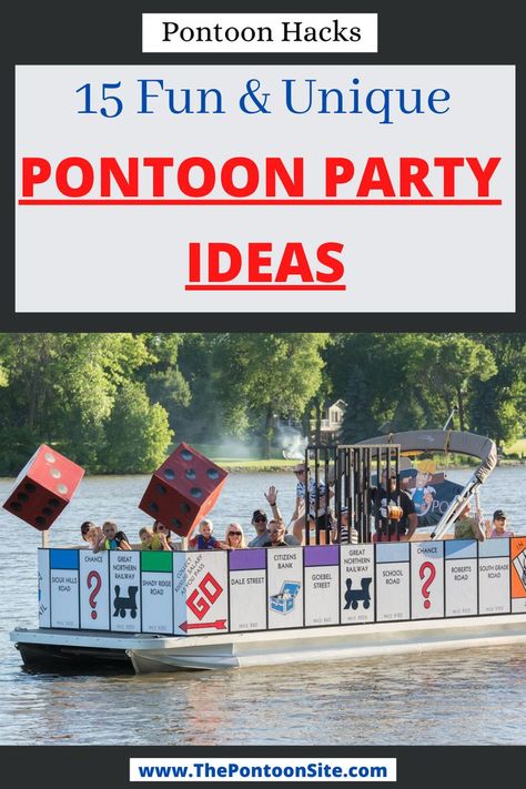 Pontoon Boat Decorations For Parade, Boat Parade Themes, Pontoon Boat Ideas Parties, 4th Of July Pontoon Boat Decorations, Fun Parade Float Ideas, Poonton Boats Ideas, Boat Float Parade Ideas, Pontoon Parade Decorating Ideas, Party Boat Decorations