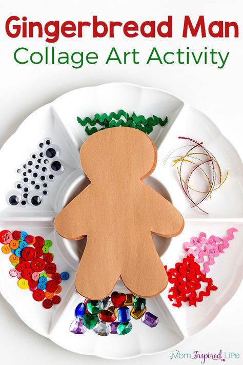 Gingerbread Man Art, Art Activity For Kids, Craft For Preschoolers, December Crafts, The Gingerbread Man, Preschool Christmas Crafts, Christmas Collage, Art Activity, Christmas School