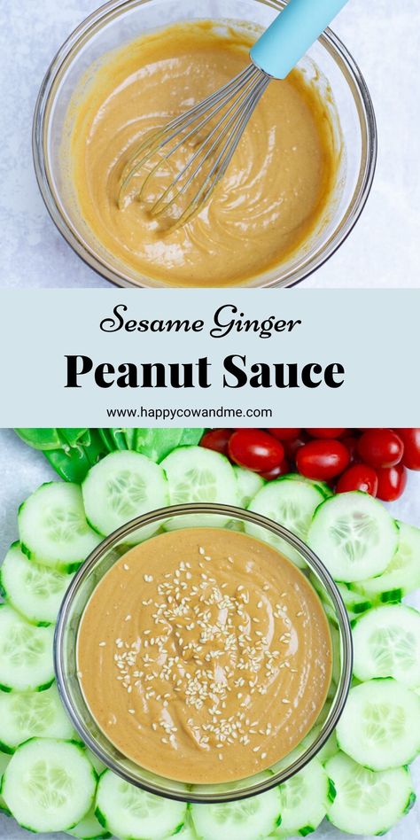 Ginger Peanut Sauce, Sauce For Vegetables, Vegetable Dips, Sesame Ginger, Vegan Dip, Sesame Sauce, Healthy Dips, Ginger Sauce, Vegan Sauces