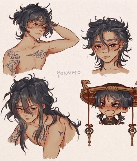 Scaramouche With Tattoos, Becoming A Tattoo Artist, Wanderer Art, Hair Drawing, Hu Tao, Face Reference, Fanarts Anime, Cartoon Art Styles, Low Key