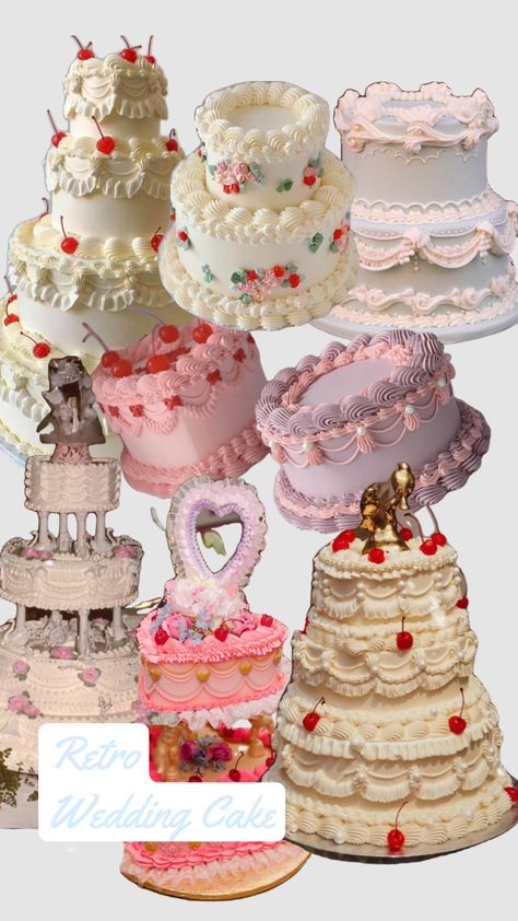 Funky Wedding Cakes, Vintage Barbie Party, Retro Wedding Cakes, Kitsch Wedding, Retro Wedding Theme, Funky Wedding, Retro Bridal, Eclectic Wedding, Pretty Dessert