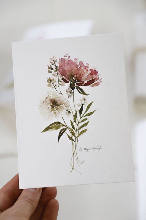 "Late Summer Bloom" Art Card [Variety Pack] — Caitlyn Mary Art Watercolor Flower Cards, Hand Painted Wedding Gifts, Watercolor Cards Ideas, Small Flower Painting, Watercolor Flower Card, Birthday Card Art, Watercolour Birthday Card, Mary Art, Watercolour Cards