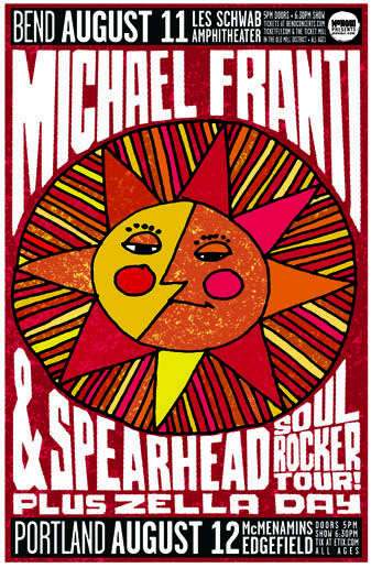 This evening's poster from the past: Michael Franti (with Zella Day) at Les Schwab Amphitheater & Edgefield! #poster #showposter #posterdesign #illustration #concertposter #design