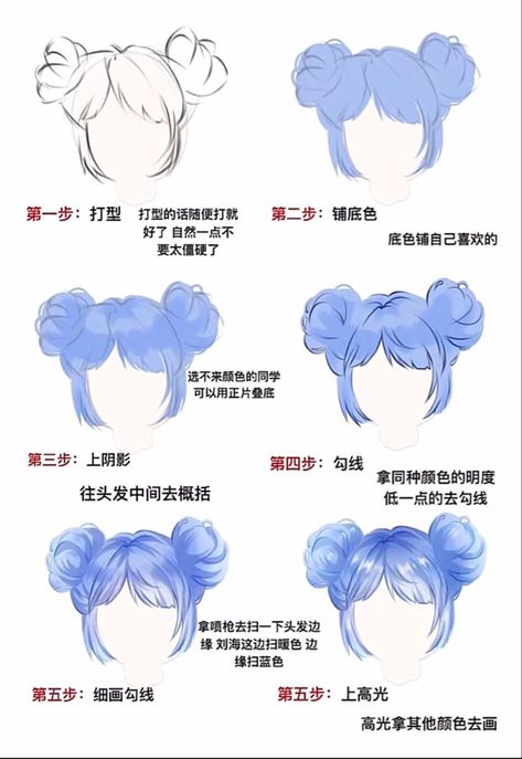 Hair Shade Drawing, Celshading Tutorial, Anime Shading Hair, Coloring Anime Hair, How To Digitally Paint Hair, Vtuber Hair Reference, Anime Hair Tutorial Color, How To Color Anime Hair, Shading Hair Drawing