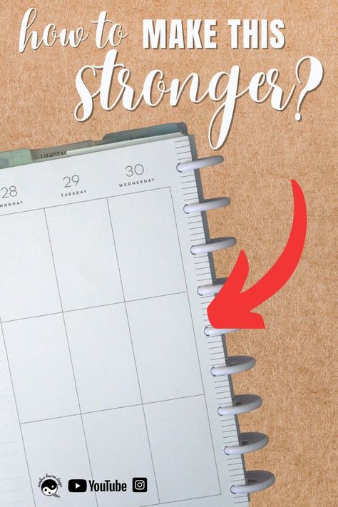 I've shared this tip before in a video but seems like it needs it's own video explaining the how and why. This is how you reinforce the planner "spine" in your disc planner. I'm using Happy Planner but it could be any disc planner! Enjoy! Diy Happy Planner Hacks, Planner Dividers Ideas, Diy Planner Dividers, Disc Planner Ideas, Happy Planner Hacks, How To Add Pages To Spiral Planner, Diy Planner Cover, How To Make Your Own Happy Planner Cover, Homemade Planner