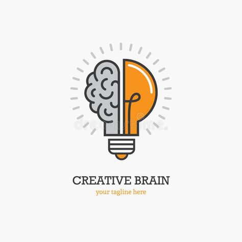 Logo with a half of light bulb and brain vector illustration Light Bulb Logo, Brain Vector, Education Logo Design, Brain Logo, Typographic Logo Design, Logo Design Set, Brain Art, Find Logo, Logo With A