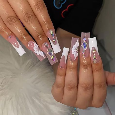 Diamond Nail Art, French Manicure Nails, Nagel Tips, Nail Type, Nails Set, Fake Nails With Glue, Nail Supplies, New Nail Art, Nail Length