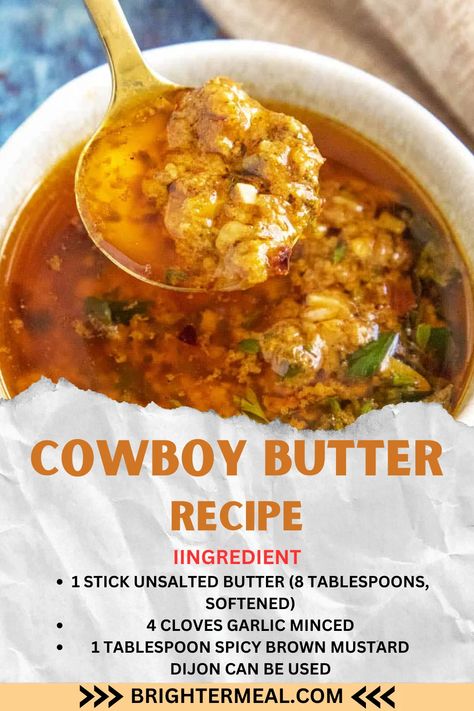 Cowboy Butter recipe Cowboy Butter Pork Chops, Cowboy Butter Turkey, Cowboy Sauce, Jalapeño Butter, Cowboy Butter Dipping Sauce, Cowboy Butter Recipe, Steak Butter Recipe, Cowboy Recipes, Cowboy Food