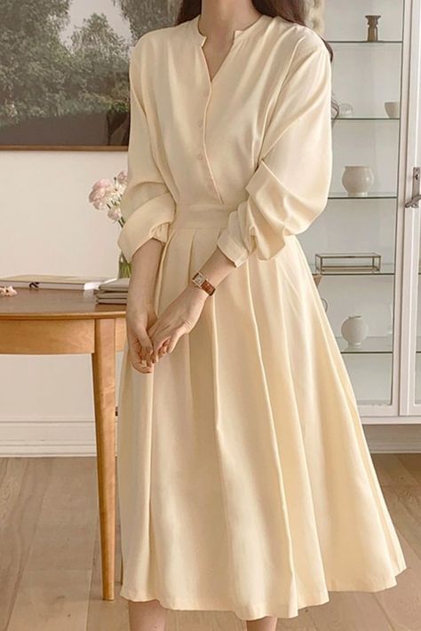 Women Dresses Casual, Spring Evening, Shirt Dress Long, Elegant Prom, Modest Dresses Casual, Korean Fashion Dress, Meryl Streep, Stylish Dress Designs, Dress Shirts For Women