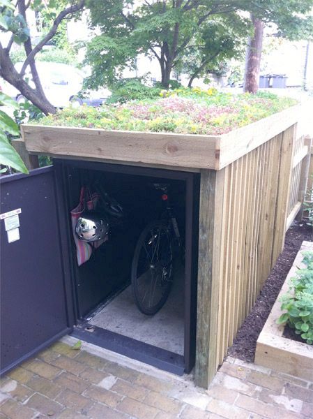 hide that asgard bike storage Asgard Bike Storage, Garden Bike Storage, Bike Locker, Outdoor Bike Storage, Bike Shelter, Grass Roof, Front Verandah, Green Roofs, Outdoor Biking