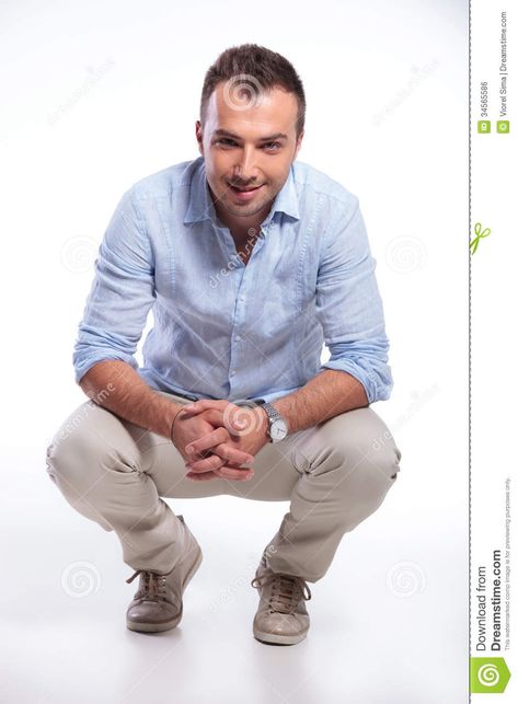 Crouched Down Pose, Crouched Pose Reference, Crouched Pose, Pose Reference, Casual Button Down Shirt, Button Down Shirt, Men Casual, Mens Tops, Mens Tshirts