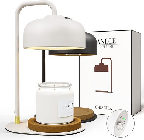 CHIACHIA Candle Warmer Lamp with Timer, Compatible with Jar Candles, Dimmable Candle Lamp, Metal Candle Warming Lamp with 2 Bulbs for Scented Candles (White) Candle Heater, Candle Melter, Candles White, Candle Lamps, Candle Warmer Lamp, Jar Candles, Halogen Lamp, Candle Warmer, Small Jars