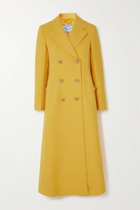 Prada Coat, Prada Sweater, Prada Skirt, Yellow Coat, Canary Yellow, Narnia, Looks Vintage, Earthy Tones, Winter Style