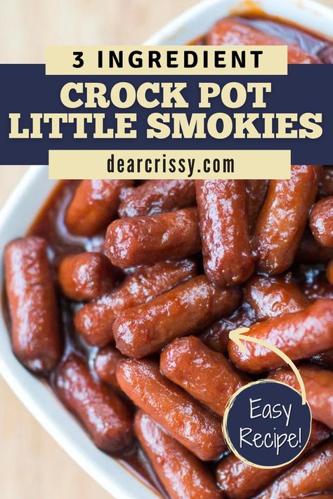 For a party hit with minimal effort, try these 3-Ingredient Crock Pot Little Smokies. Just blend grape jelly and chili sauce, coat the little smokies, and let the slow cooker do the magic. Perfectly sweet and tangy, these bite-sized delights are ideal for any gathering, ready in just a few hours. Make your next event memorable with this easy recipe! Sweet And Tangy Bbq Sauce, Bbq Little Smokies, Crockpot Little Smokies, Superbowl Food Appetizers, Little Smokies Recipes, Super Bowl Food Easy, Smokies Recipe, Little Smokies, Crockpot Appetizers