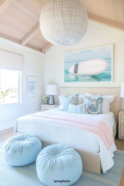 I’ve been dreaming of creating the perfect coastal bedroom, and I can’t wait to share some of the best ideas I’ve found! If you’re into that relaxed, beachy vibe like me, you’ll love these coastal decorating tips. Think soft, sandy hues that remind you of a day at the beach, mixed with crisp whites and […] Chic Beach Bedroom, Pastel Beach Bedroom, Beachy Bed Frame, Girls Coastal Bedroom, Small Beach Bedroom, Beach Theme Bedroom Aesthetic, Costal Bedroom Idea, Penelope Aesthetic, Teen Beach Room