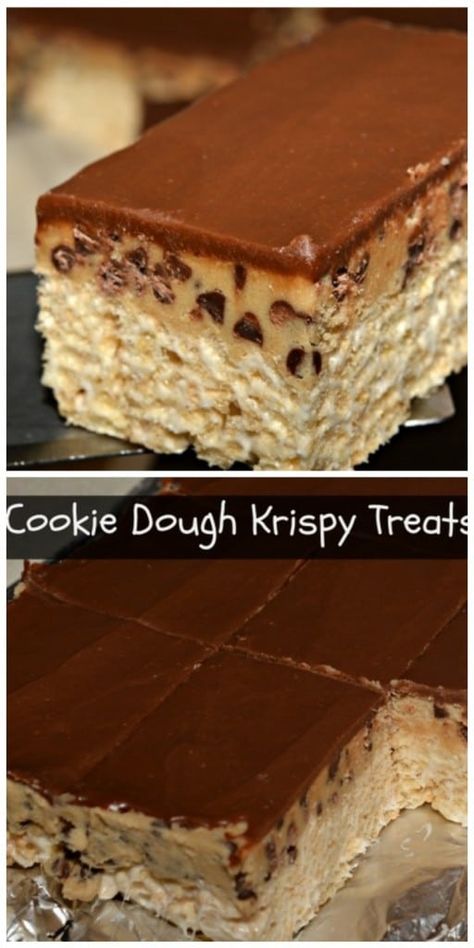 Cookie Dough Rice Krispy Treats Cookie Dough Rice Krispie Treats, Samoa Rice Krispie Treats Recipe, Rice Crispie, Cookies Dough, Cereal Cookies, Krispie Treats Recipe, Rice Recipes For Dinner, Krispy Treats, Krispies Treats