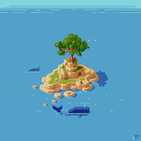 Slynyrd on Instagram: “Blue Potential #pixelart #ocean #island #isometric” Pixel Art Landscape, Voxel Art, Ocean Island, 3d Pixel, Animation Storyboard, Pixel Art Tutorial, Arte 8 Bits, Isometric Design, Pixel Art Games