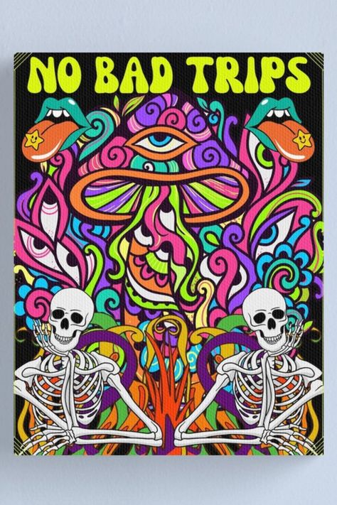 Add some personality to your space with this trippy 'No bad trips' psychedelic canvas art print! available in many styles and sizes ORDER NOW $60.09 #art#canvas#print#bad#trips#psychadelic#trippy#mushrooms Party Deco, Lyrics Video, Cool Wall Art, White Rabbit, Featured Art, Canvas Paintings, Travel Art, Canvas Print Wall, Canvas Art Print