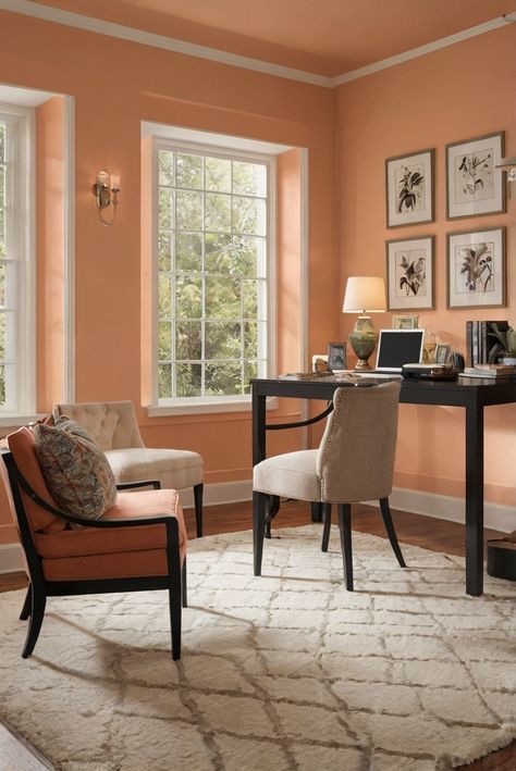 Step into a peachy summer dream with our interior designer's daily routine featuring the best wall paint color for warmth and comfort in 2024. Embrace cozy elegance with Just Peachy (BM 2179-60)! #Ad #homedecor #homedesign #trendgirlApartment #Painthome #interiorarchitecture Wall Colors Green Room Colors
Bright Room office Colors
Apartment Renovation
Home office Remodeling
Modern Paint Colors
2024 Small Room Paint Colors, Small Room Paint Color, Paint Colors 2024, Green Room Colors, Small Room Paint, Best Wall Paint, Wall Paint Color, Modern Paint Colors, Bright Room