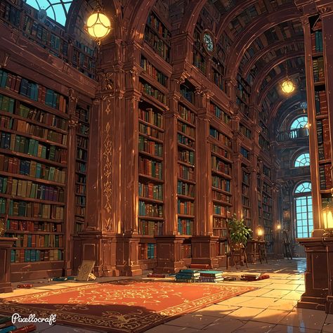 Magic Library Art, Magic World Aesthetic, Fantasy Library Concept Art, Magical School Aesthetic, Magic Academy Aesthetic, Dnd Library, Magical Library Fantasy Art, Magic School Aesthetic, Magic Library Aesthetic