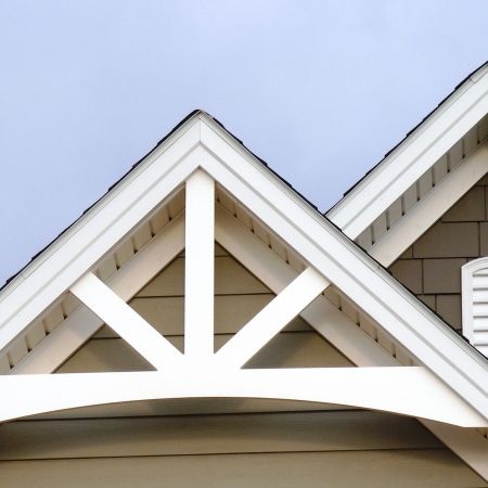 Gable Pediments - River Valley Custom Millwork Gable Pediment, Veranda Design, Gable Trim, Gable Brackets, Custom Millwork, Building A Porch, House Siding, House With Porch, Porch Design