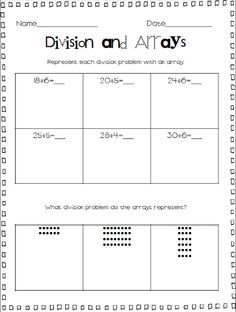 Division and Arrays & Division and Repeated Subtraction FREEBIES Repeated Subtraction, Worksheets 3rd Grade, Math Division, Math School, Math Multiplication, Math Intervention, Fourth Grade Math, Math Instruction, Math Strategies