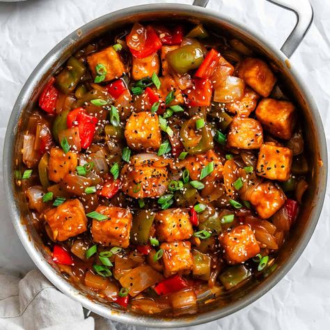 This Sweet and Sour Tofu dish is incredibly tasty and ready in under 30 minutes! It's the perfect dish with a tasty sauce that's so simple to make. Cook up this Sweet and Sour Tofu for dinner today! Vegan Sweet And Sour, Sweet And Sour Tofu, Tofu Sushi, Vegan Asian Recipes, Plant Based Recipes Dinner, Dinner Today, Tofu Stir Fry, Tofu Dishes, Plant Based Dinner