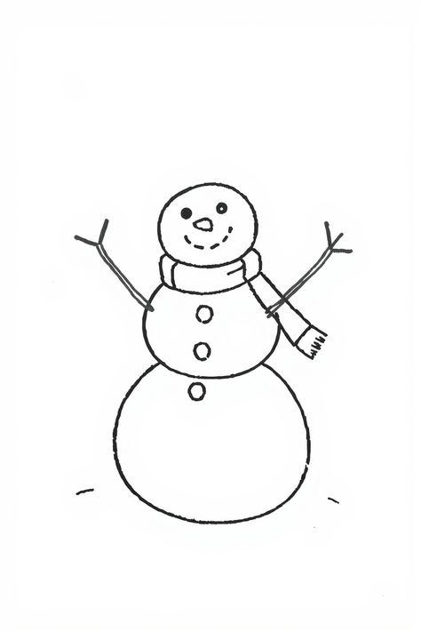 Check Out This Snowman In A Simple Line Drawing & 12+ Other Snowman Drawing Ideas! #drawing #drawinginspiration Snowman Line Art, Snow Man Drawing Easy, Simple Snowman Drawing, How To Draw A Snowman, Snowman Doodles, Snowman Drawing Easy, Simple Christmas Drawing Ideas, Snowman Sketch, Snowman Drawings