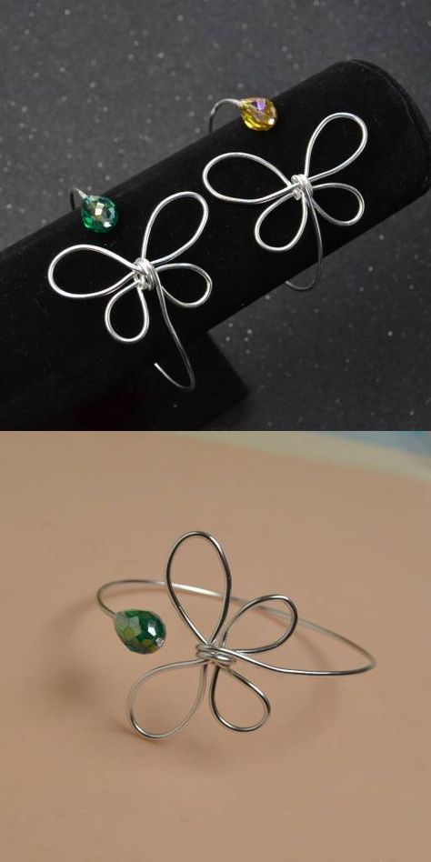 Diy Wire Jewelry Rings, Wire Jewelry Rings, Wire Wrap Jewelry Designs, Wire Jewelery, Gelang Manik-manik, Wire Wrapped Jewelry Diy, Wire Jewelry Tutorial, Pola Gelang, Wire Jewelry Designs