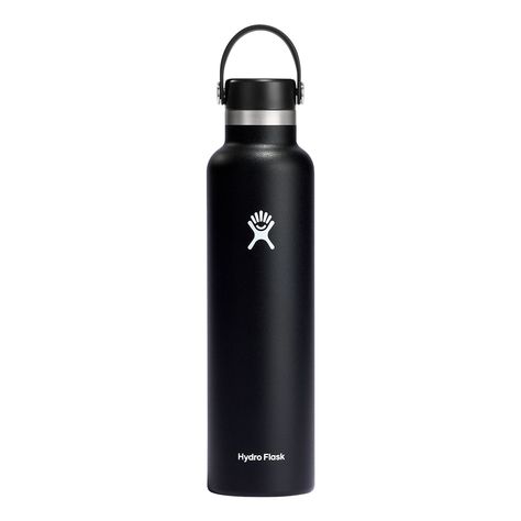 Hydro Flask, Insulated Stainless Steel Water Bottle, Screw Caps, Insulated Water Bottle, Steel Water Bottle, Black Stainless Steel, Stainless Steel Water Bottle, Cold Drinks, Hot Drink