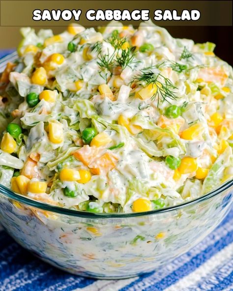 Fresh & Crunchy Savoy Cabbage Salad with Creamy Dill Ranch Dressing – Foodyhealthylife Dill Ranch Dressing, Dill Ranch, Salmon Frittata, Smoked Salmon Frittata, Classic Caesar Salad, Savoy Cabbage, Refreshing Salad, Yummy Salad Recipes, Cabbage Salad