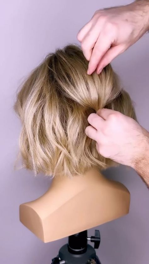 Joseph I'Anson | Who said short hair can’t have an updo?? Watch as I show how to transform this short Bob into a beautiful elegant hair up… What do you… | Instagram Bob Length Hair, Fine Hair Updo, Bob Length, Love Hairstyles, Sandy Hair, Short Hair Updo Tutorial, Texture Hair, Short Hair Up, Grey Hair Transformation