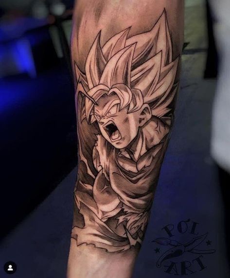 Dragon Ball Z - Tattoo Idea Thor Tattoo, Dbz Tattoo, Full Leg Tattoos, Z Tattoo, Forearm Band Tattoos, Dragon Ball Tattoo, Forarm Tattoos, Wrist Tattoos For Guys, Cool Chest Tattoos