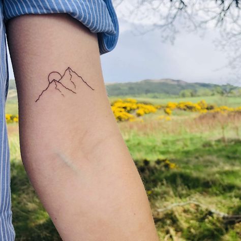 Highlands Tattoo, Scottish Highlands Landscape, Highlands Landscape, Tattoo Triangle, Scotland Tattoo, Travel Tattoo Ideas, Travel Tattoos, Landscape Tattoo, Passport Stamps