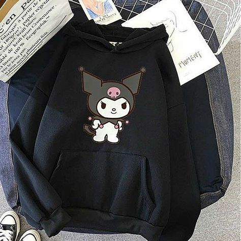 Kuromi Outfit, Kuromi Clothes, Sanrio Clothes, Kitty Clothes, Hello Kitty Clothes, Melody Hello Kitty, Stylish Hoodies, Kawaii Fashion Outfits, Funny Prints