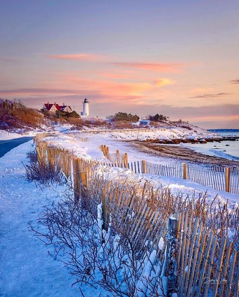 Betty Wiley on Instagram: "Nobska Light - winter sunset Another image from last year taken at the end of January when we received over a foot of snow here on Cape Cod. I remember jumping in my car before sunrise and I basically covered the entire Cape that day finally finishing up in Falmouth at sunset. What a day it was…like many of us, I sure wouldn’t mind another storm with a decent amount of snow sometime soon - what a strange winter it has been so far. #raw_usa #capeology #visitcapecod #c Cape Cod Winter, Falmouth Cape Cod, England Winter, Winter Cape, What A Day, Winter Sunset, Before Sunrise, Falmouth, Snow Storm