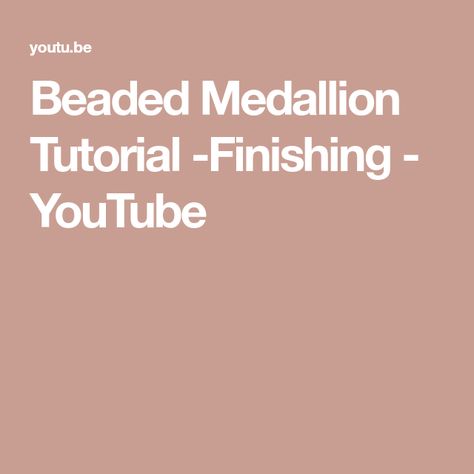 Beaded Medallion Tutorial -Finishing - YouTube Bead Weaving, Beaded Medallion Patterns, Beaded Medallion, Bead Weaving Tutorials, Beaded Embroidery, Step By Step Instructions, Beading, Step By Step, Sewing Crafts