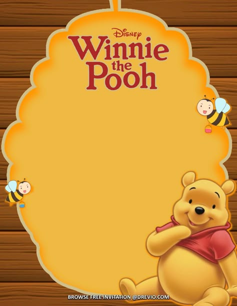 Pooh Invitations Birthday, 40th Birthday Hats, Pooh Party Ideas, Winnie The Pooh Birthday Invitations, Pooh Decorations, Winnie The Pooh Invitations, Baby Birth Cards, Pooh Invitation, Birthday Party Invitation Wording