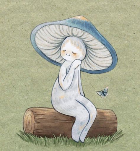 Cute Mushroom People, Spring Kingdom, Fairydrop Art, Cute Fantasy Art, Mushroom Characters, Mushroom Person, Mushroom Creature, Faerie Aesthetic, Mushroom People