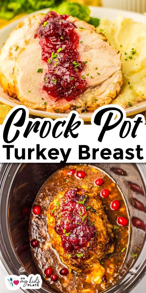 This slow cooker boneless turkey breast with cranberry sauce all in the crock pot together is so juicy. It's the perfect hands off recipe for a flavorful and easy Thanksgiving dinner, Christmas dinner or holiday feast every time! Crockpot Receipts, Crockpot Turkey Breast, Turkey Breast Crockpot, Easy Thanksgiving Dinner, Easy Turkey Recipes, Slow Cooker Turkey Breast, Crockpot Turkey, Slow Cooker Turkey, Turkey Breast Recipe