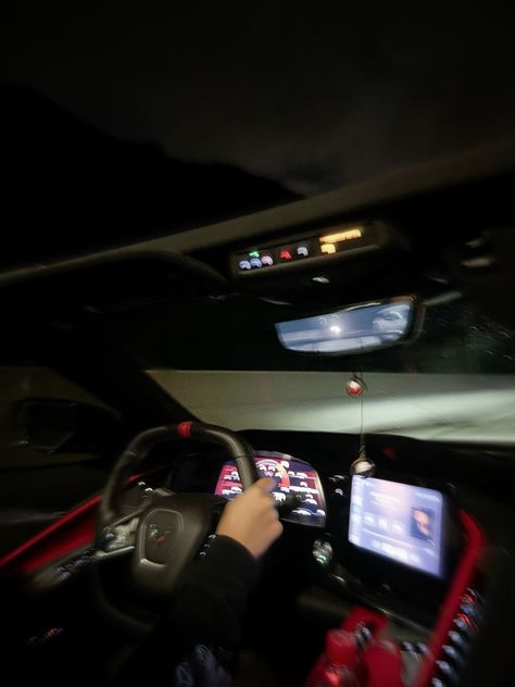 Corvette Interior Aesthetic, Corvette C8 Aesthetic, Red Corvette Aesthetic, Driving Fast Aesthetic, Car Racer Aesthetic, Car Racing Aesthetic, Red Car Aesthetic, Corvette Aesthetic, Aesthetic City Night