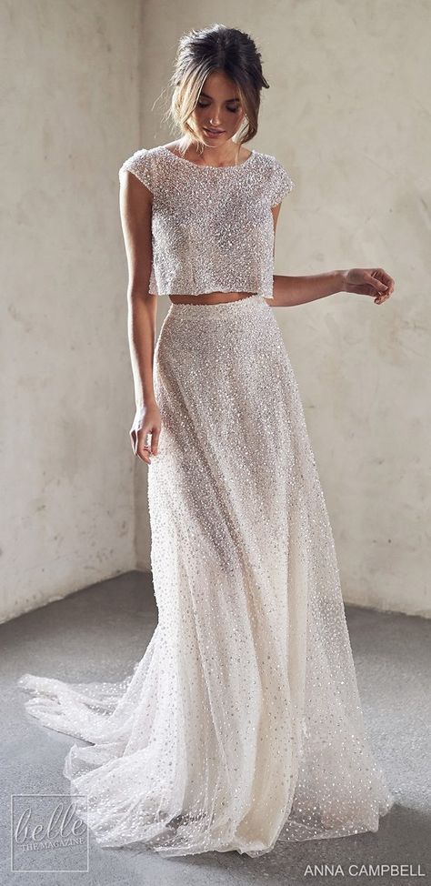 Anna Campbell, Anna Campbell Wedding Dress, Embellished Crop Top, Bridal Cap, Hipster Chic, 2020 Wedding Dresses, Wedding Dresses 2020, فستان سهرة, Best Wedding Dresses