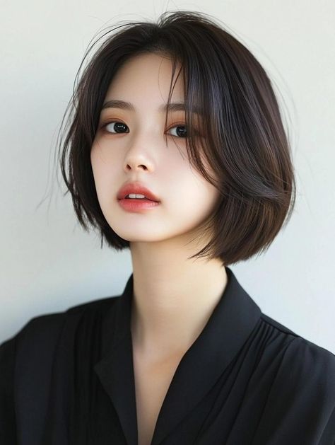 Japanese Shoulder Length Hair, Korean Women Haircut, Asian Lob Haircut, Round Bob Haircut, Best Short Haircuts For Round Faces, Short Korean Hair, Short Female Haircut, Round Face Short Haircuts, Asian Hair Bob