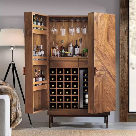 Bar Cabinet Design, Liquor Storage, Wine Furniture, Koti Diy, Home Bar Cabinet, Bar Mini, Home Bar Rooms, Bar Sala, Wine Bar Cabinet